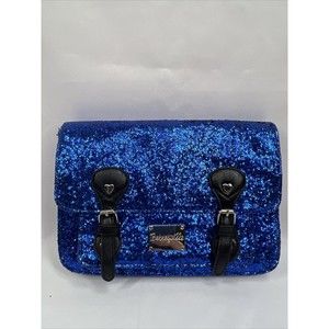 Betseyville Blue & Black Glitter￼ Clutch Shoulder Bag Accent Buckles Adjustable